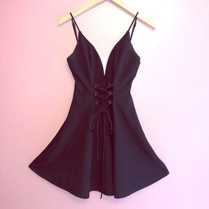 little black fit and flare dress